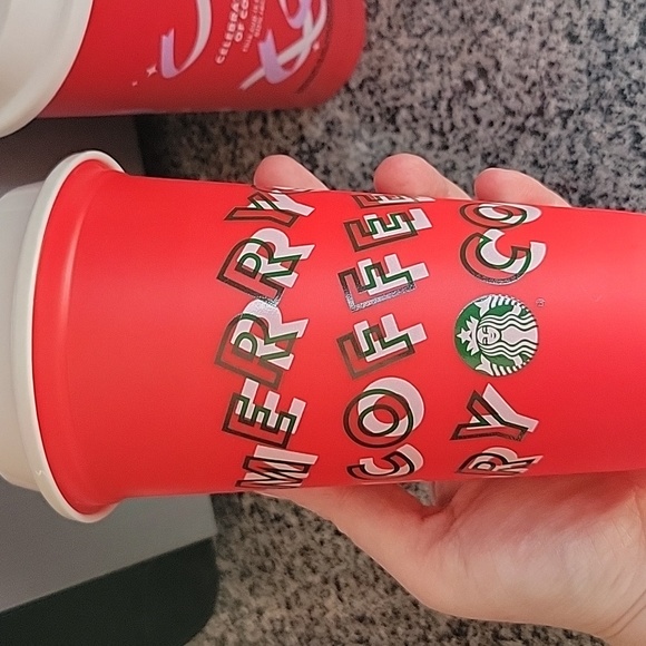 Set of Reusable Starbucks Red Cups - Picture 3 of 4